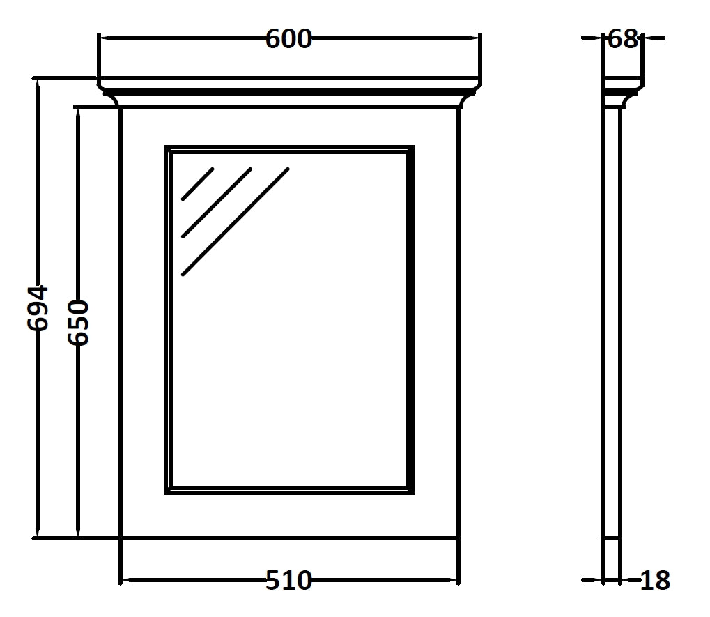 Image for Bayswater Plummett Grey 600mm Flat Mirror