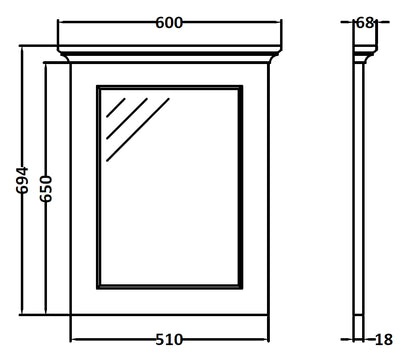 Image for Bayswater Plummett Grey 600mm Flat Mirror