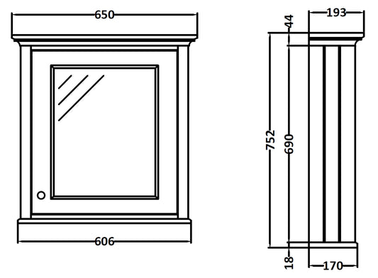 Image for Bayswater Plummett Grey 600mm Mirror Wall Cabinet