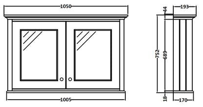 Image for Bayswater Plummett Grey 1050mm Mirror Wall Cabinet