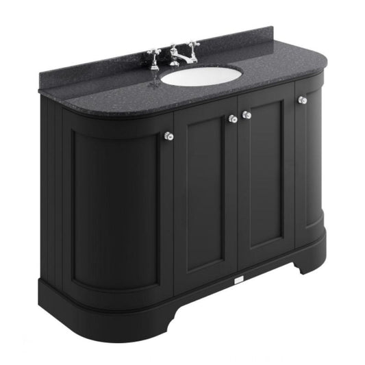 Bayswater BAYF464 1200 4 Door Curved Basin Cabinet Matt Black