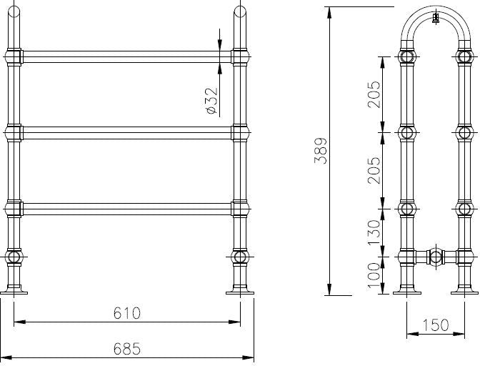 Image for Bayswater Benjamin Towel Rail 780mm x 685mm x 230mm