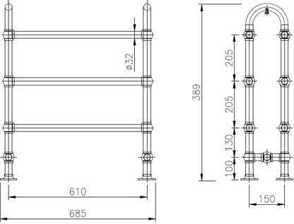 Image for Bayswater Benjamin Towel Rail 780mm x 685mm x 230mm