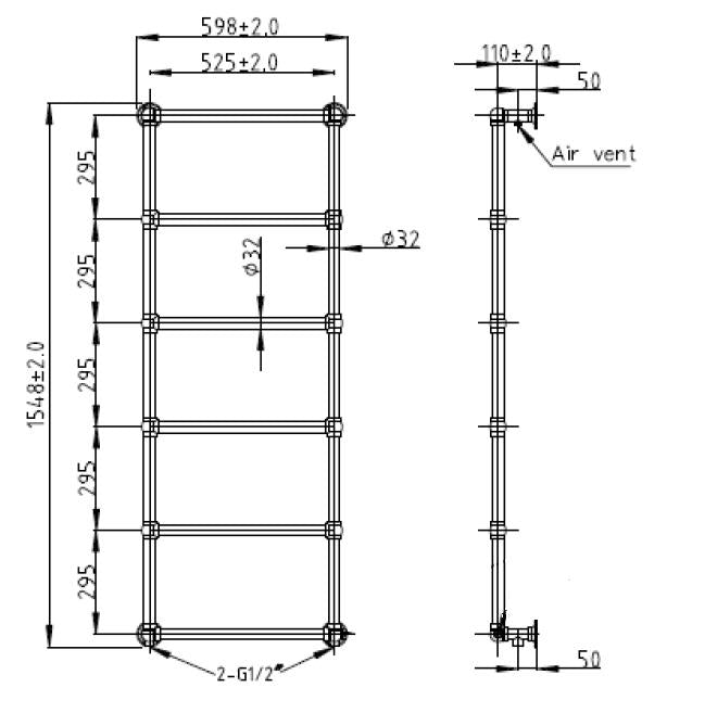 Image for Bayswater Juliet Wall Mounted Towel Rail 1548mm x 598mm x 130mm