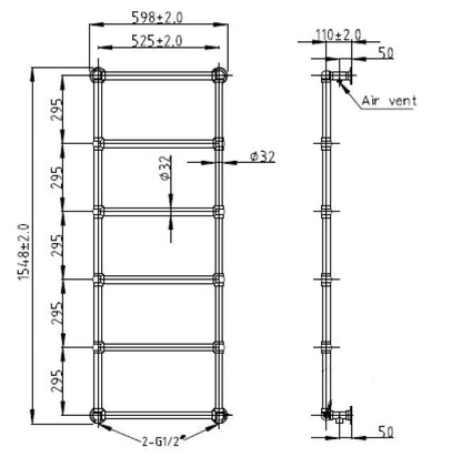 Image for Bayswater Juliet Wall Mounted Towel Rail 1548mm x 598mm x 130mm