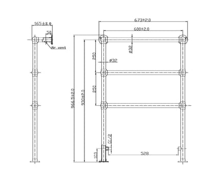 Image for Bayswater Juliet Floor Mounted Towel Rail 1549mm x 673mm x 165mm