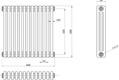 Image for Bayswater Nelson Triple Radiator 600mm x 606mm