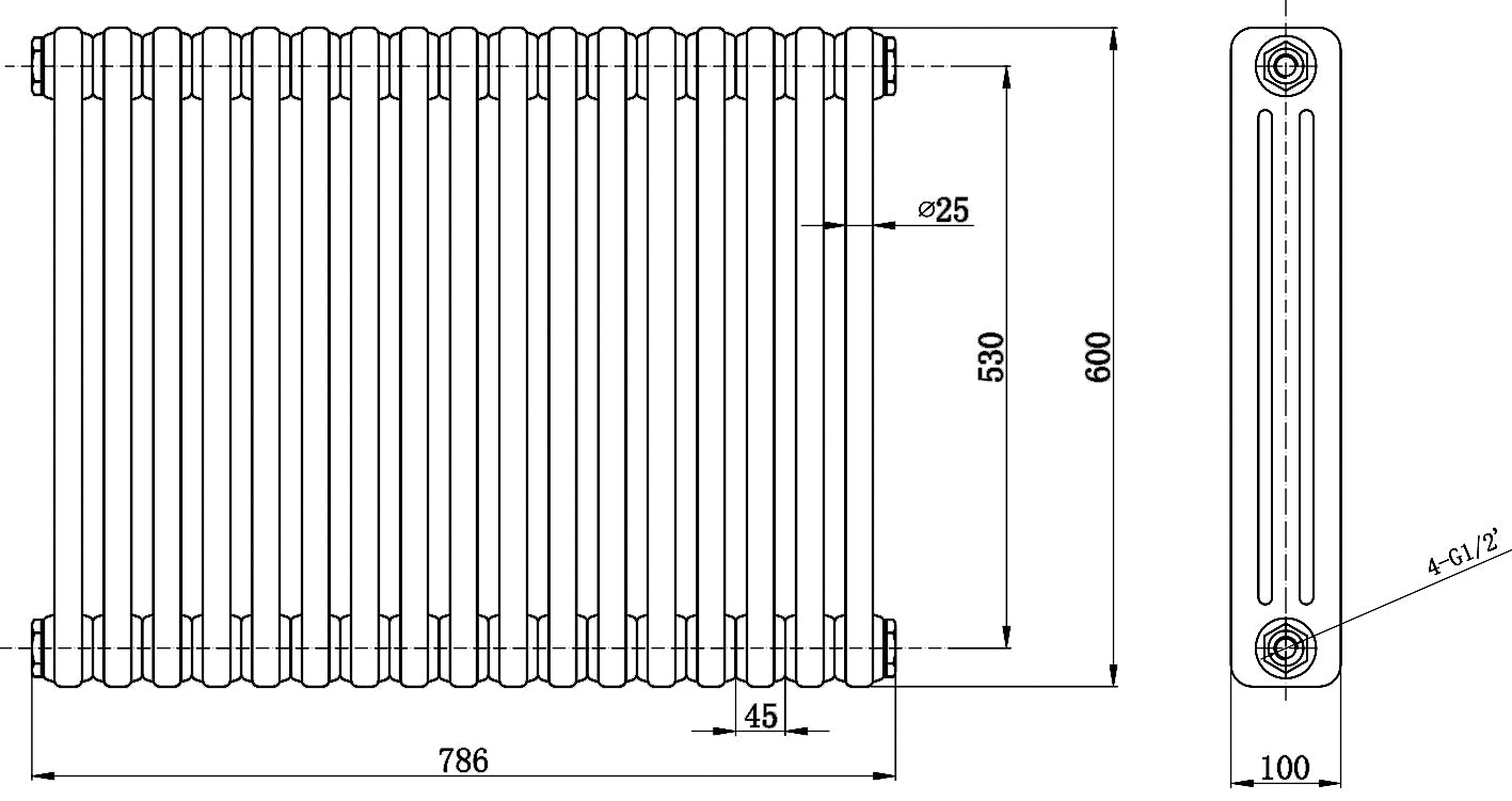 Image for Bayswater Nelson Triple Radiator 600mm x 786mm