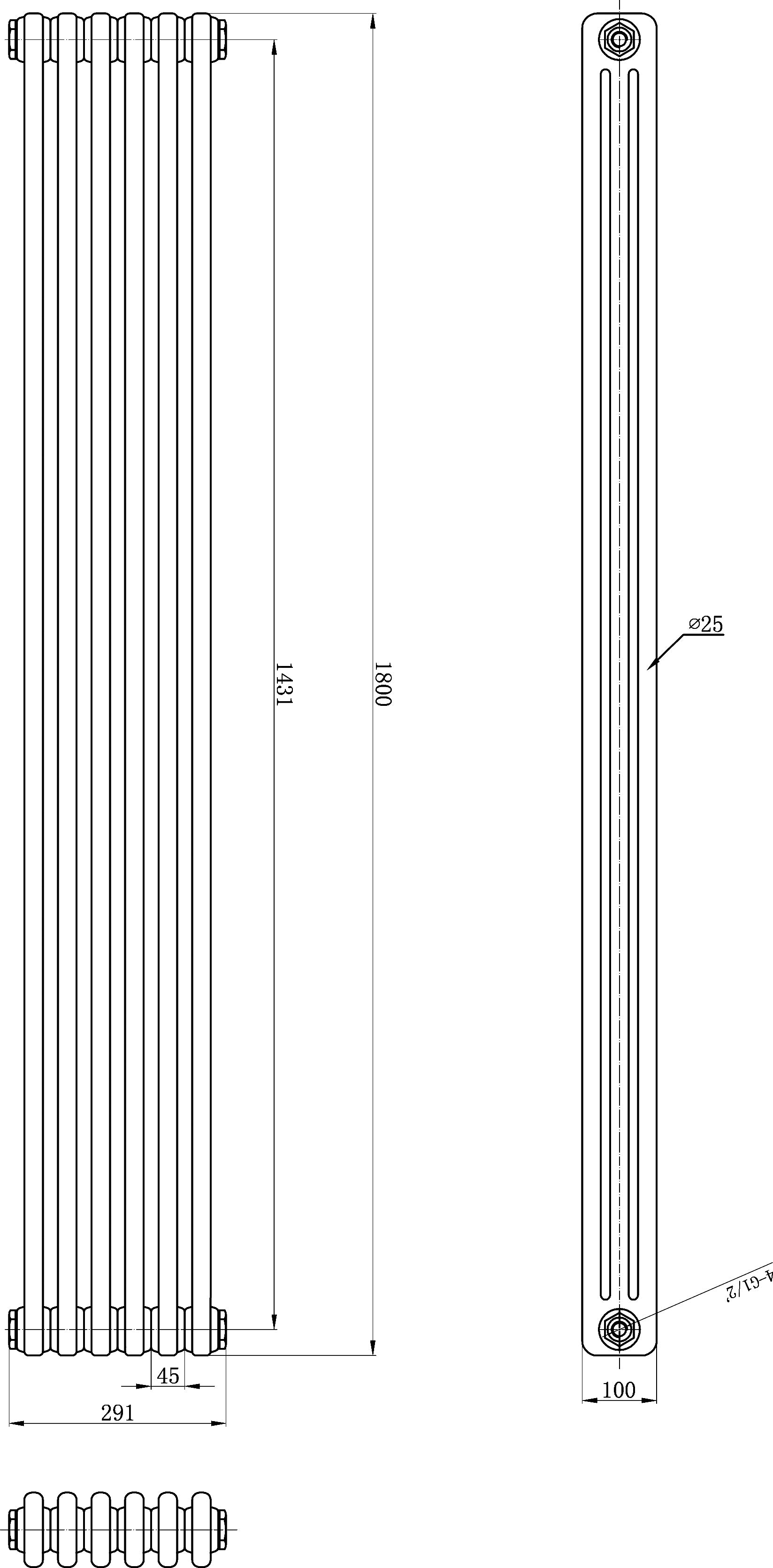 Image for Bayswater Nelson Triple Radiator 1800mm x 291mm