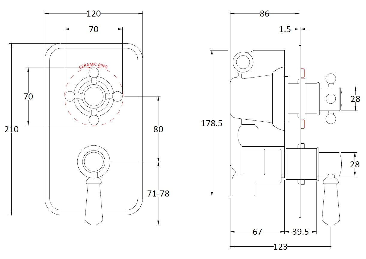 Image for Bayswater Twin Concealed Valve with White Indices