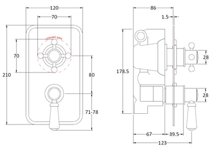 Image for Bayswater Twin Concealed Valve with White Indices