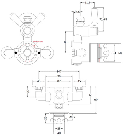 Image for Bayswater Twin Exposed Valve with White Indices