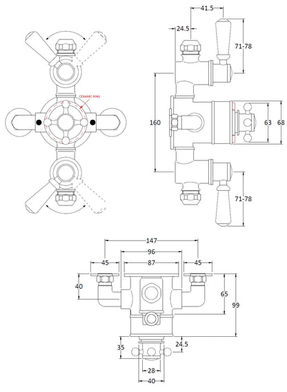 Image for Bayswater Triple Exposed Valve with White Indices