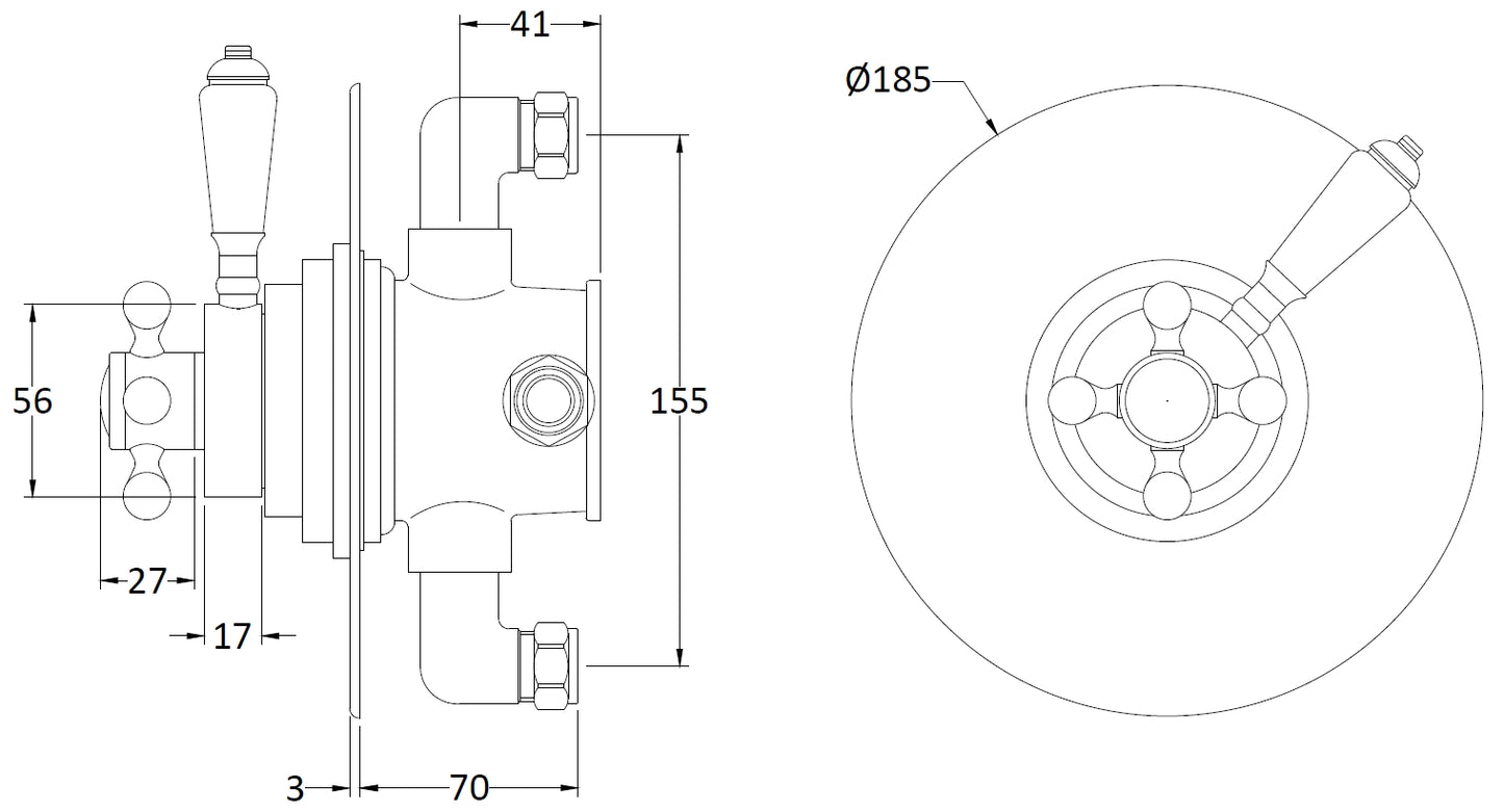 Image for Bayswater Round Dual Thermostatic Concealed Valve