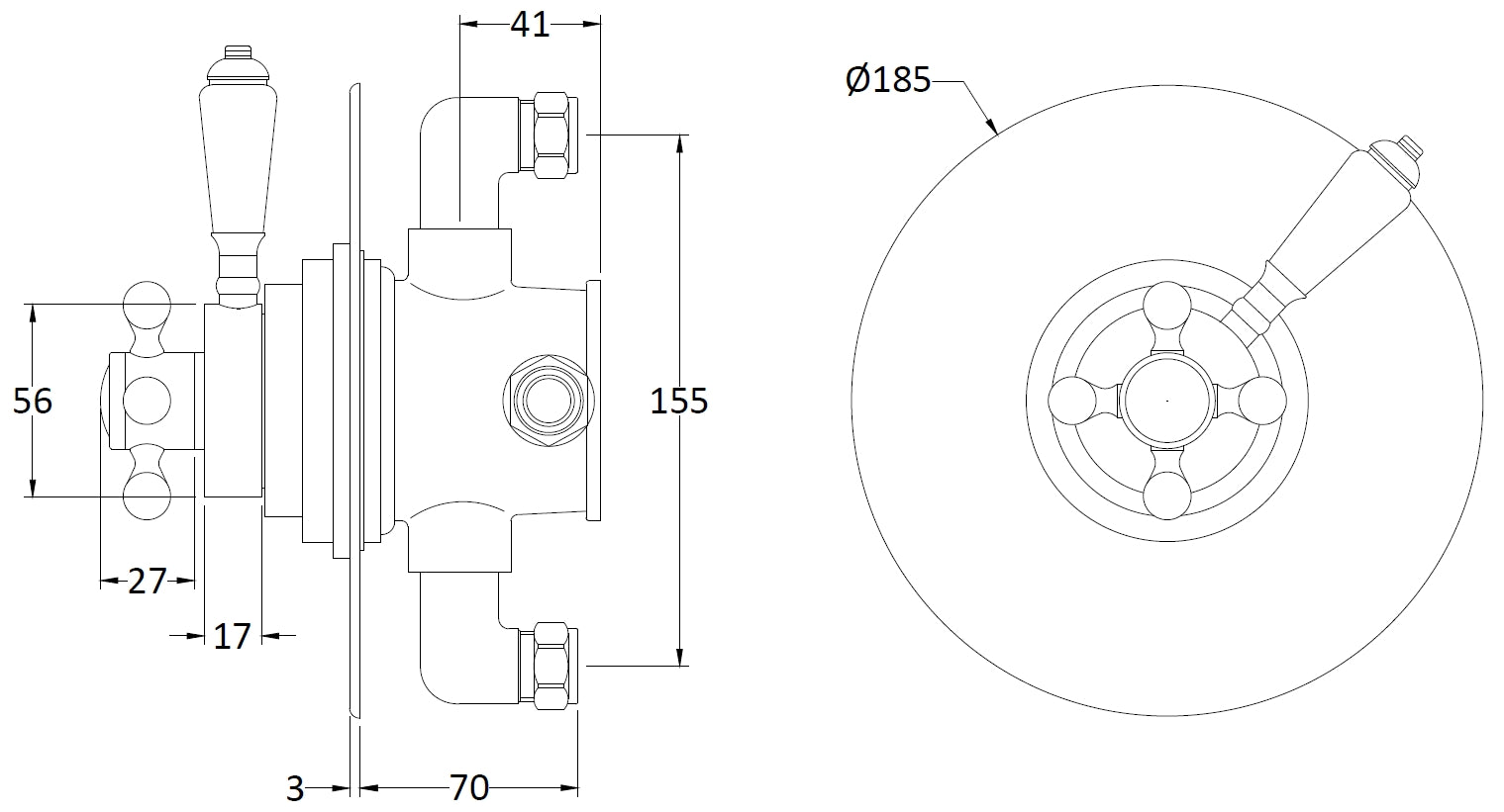 Image for Bayswater Round Dual Thermostatic Concealed Valve