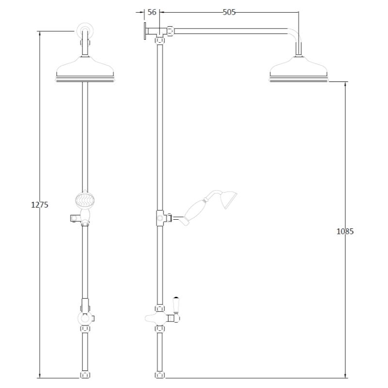 Bayswater Grand Rigid Riser Kit with White Ceramic Handset