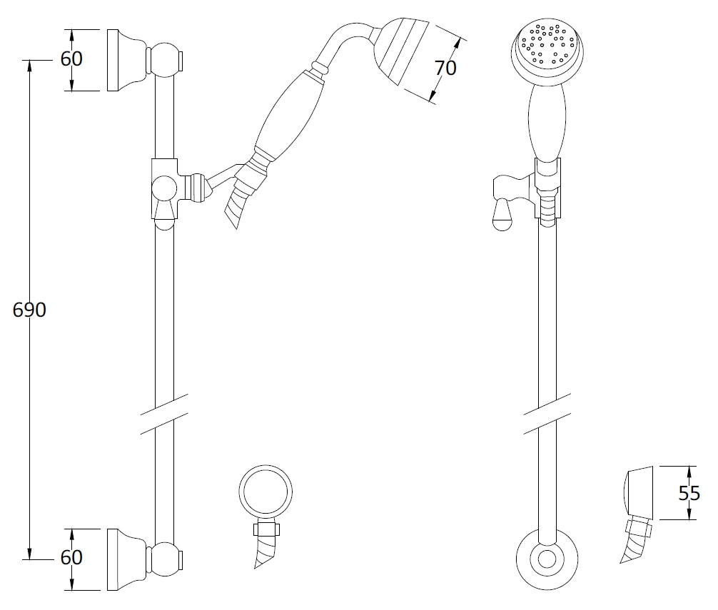 Image for Slider Rail Kit with White Ceramic Handset