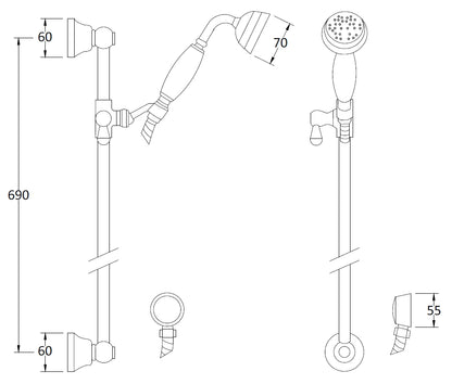 Image for Slider Rail Kit with White Ceramic Handset