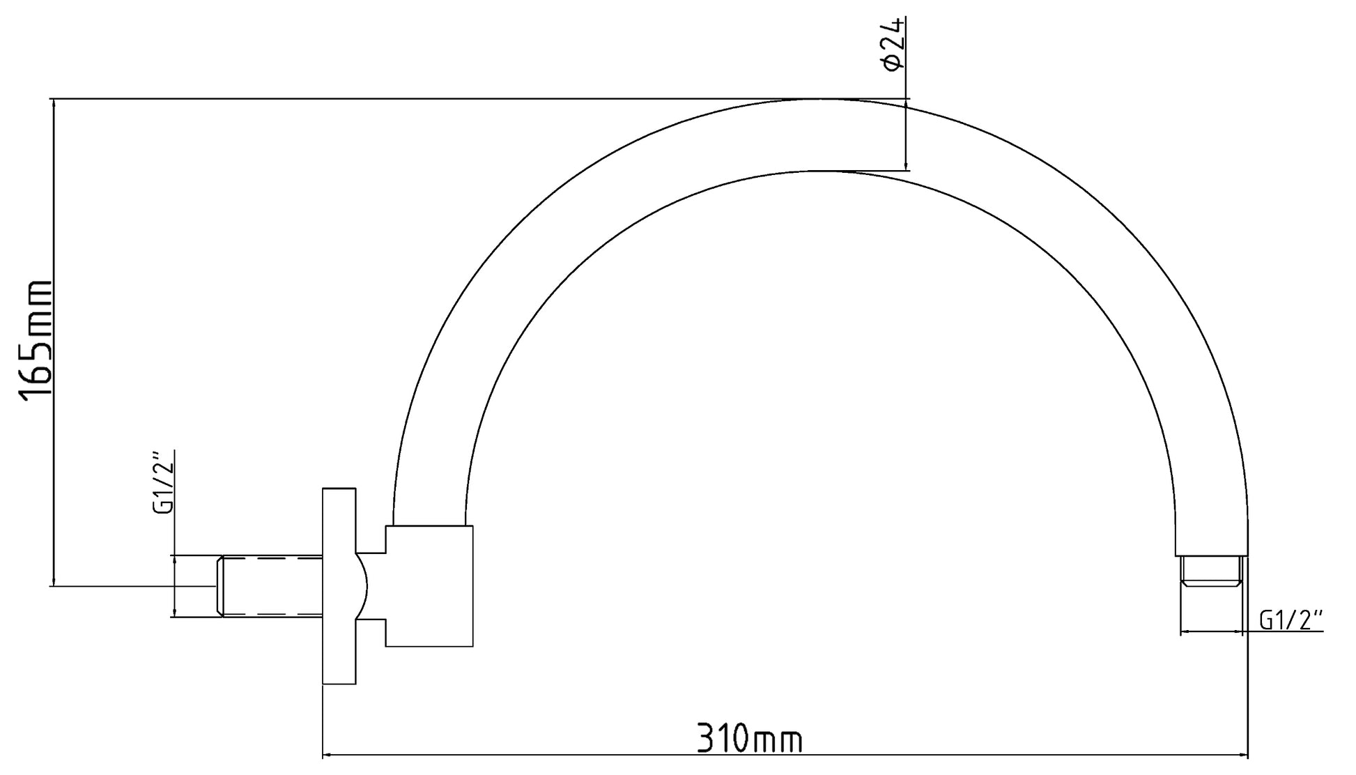 Image for Bayswater Curved Wall Shower Arm