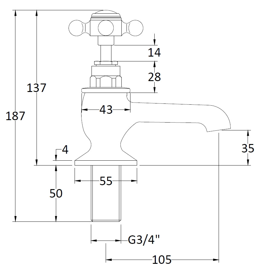 Image for Bayswater White Bath Taps - BAYT102