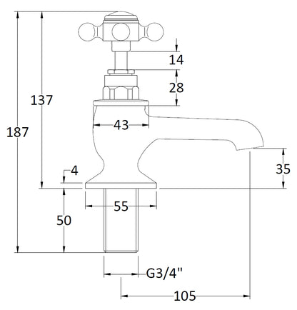 Image for Bayswater White Bath Taps - BAYT102