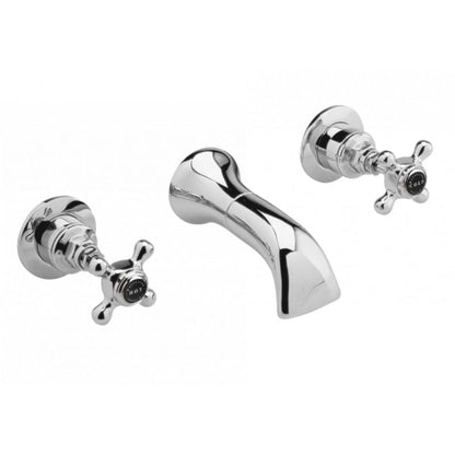 Bayswater 3 Tap Holes Wall Mounted Basin Mixer Chrome Crosshead - All Colours