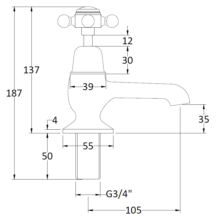 Image for Bayswater White Bath Taps - BAYT202