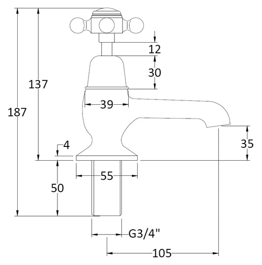 Image for Bayswater White Bath Taps - BAYT202