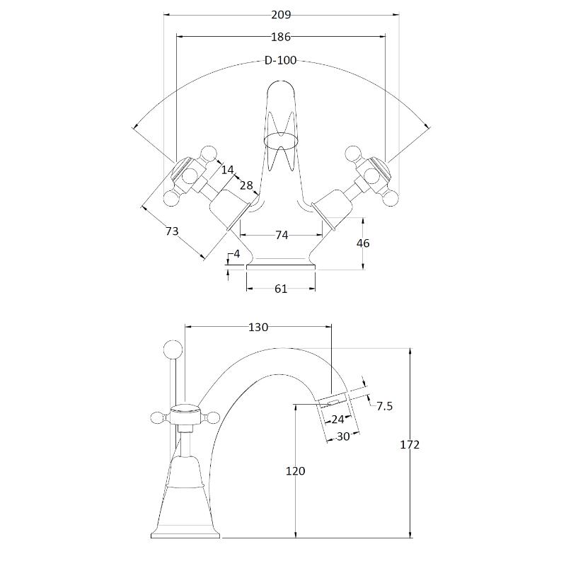 Bayswater White Mono Basin Mixer