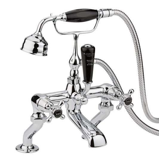 Image for Bayswater Black Deck Mounted Bath Shower Mixer - BAYT244