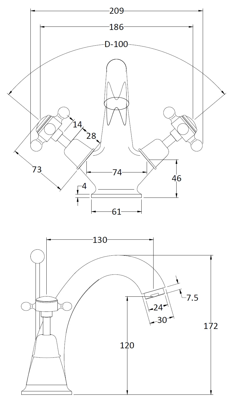 Image for Bayswater Black Mono Basin Mixer - BAYT245