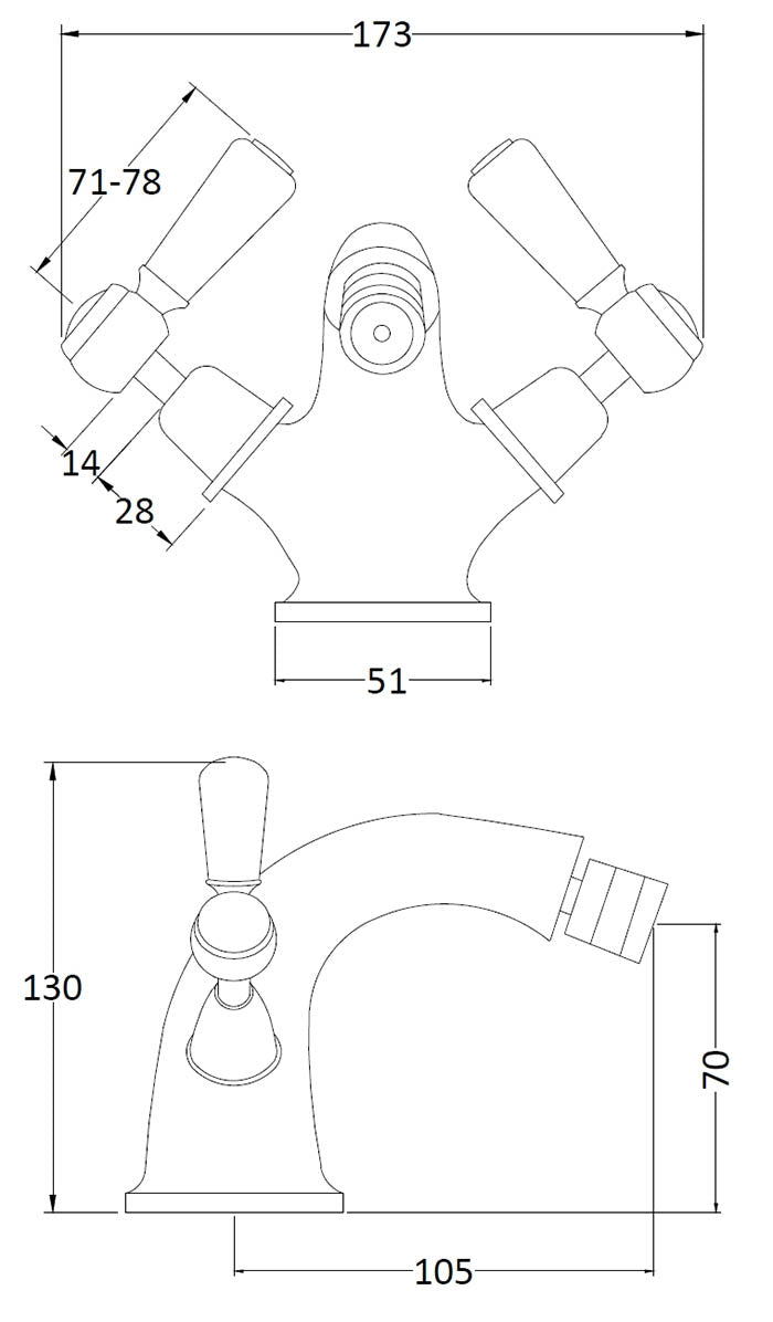 Image for Bayswater White Mono Bidet Mixer - BAYT308