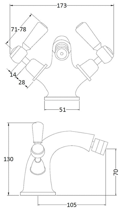 Image for Bayswater White Mono Bidet Mixer - BAYT308