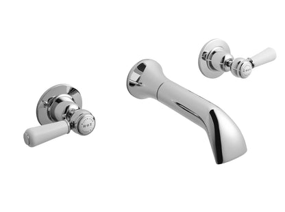 Image for Bayswater White 3 Tap Hole Wall Bath Filler - BAYT309