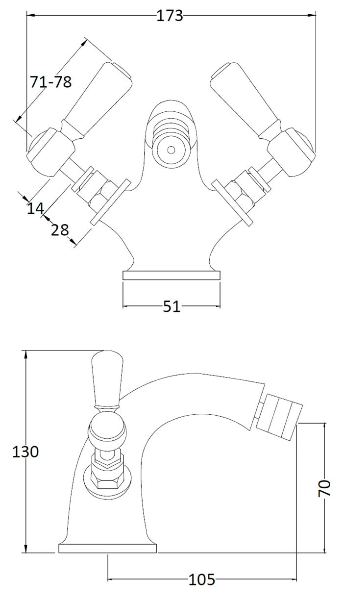 Image for Bayswater White Mono Bidet Mixer - BAYT408