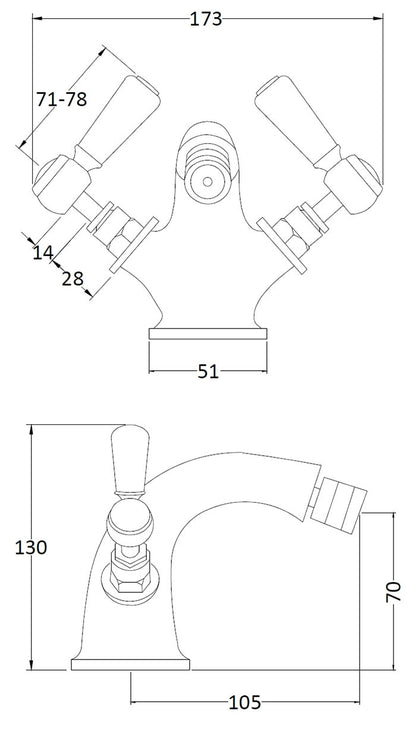 Image for Bayswater White Mono Bidet Mixer - BAYT408