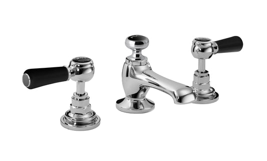 Image for Bayswater Black 3 Tap Hole Deck Basin Mixer