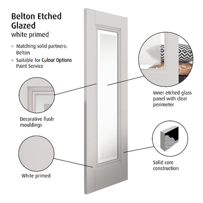 Image for JB Kind Belton White Primed Etched Glaze Internal Door