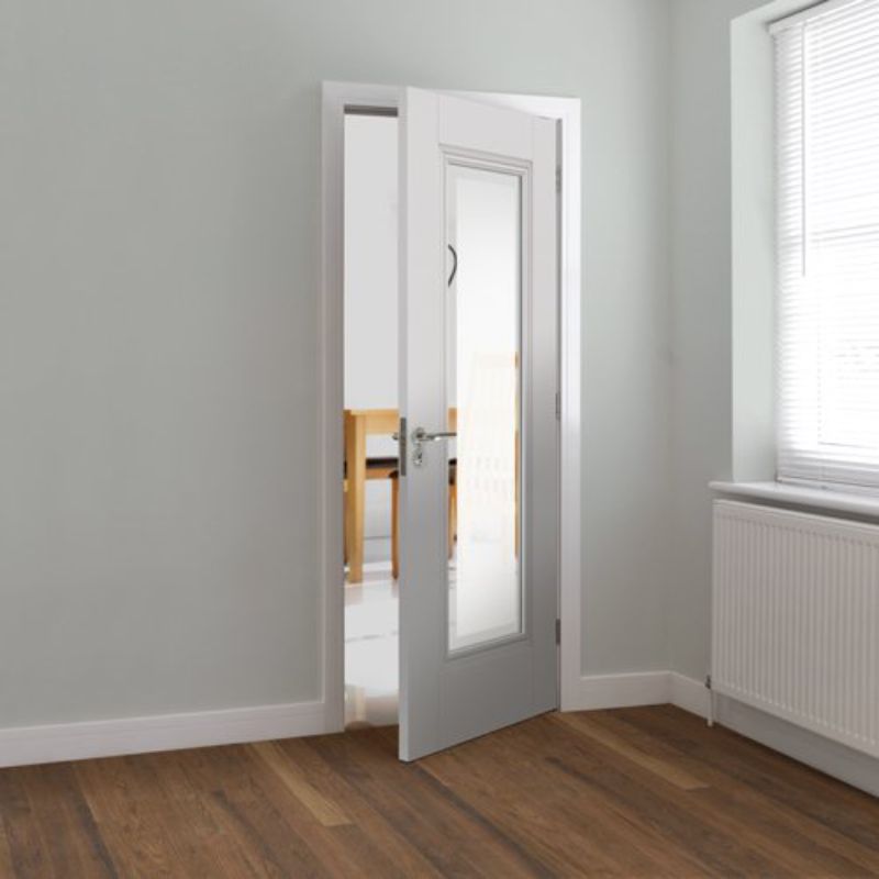 JB Kind Belton White Primed Etched Glaze Internal Door - 1981 x 838 x 35mm