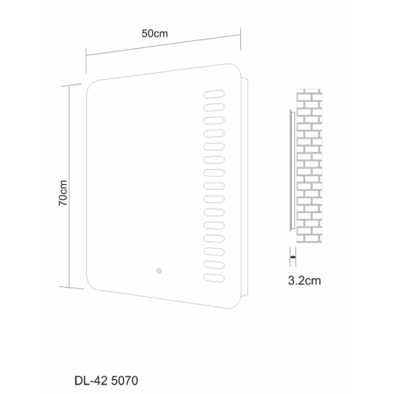 Aqua Kinsale Rectangular LED Mirror with Demister Pad & On/Off Touch Sensor - 700mm x 500mm