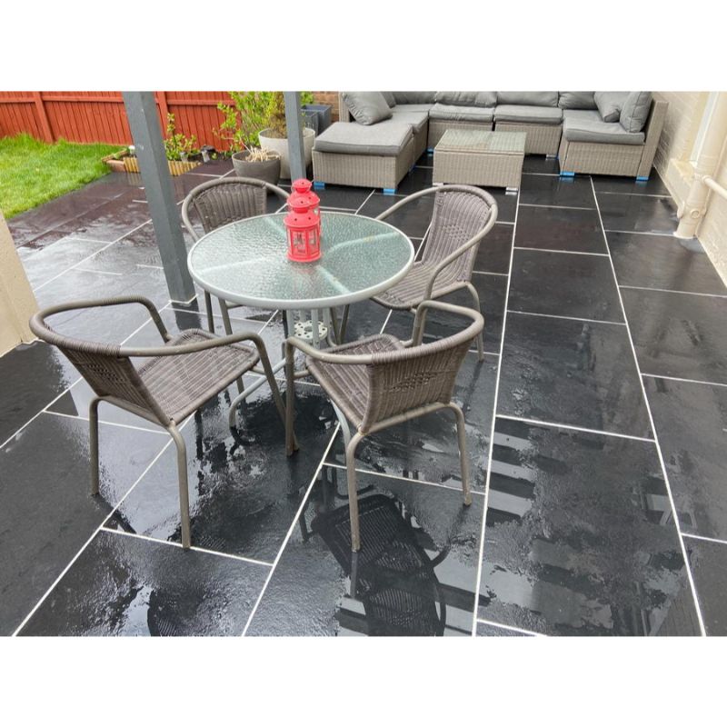 Indian Limestone Patio Pack - Kadappa Black (84 Slabs - 15.2m2 per Pack)