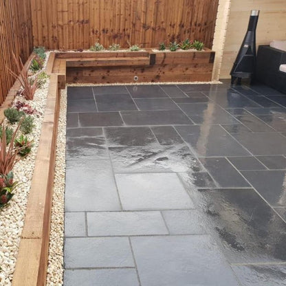 Traditional Black Limestone Paving Pack (19.50m2 - 66 Slabs / Mixed Pack)