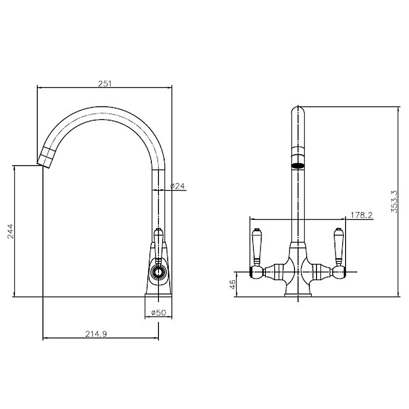 Reginox Brooklyn Chrome Dual Lever Mixer Kitchen Tap