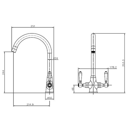 Reginox Brooklyn Chrome Dual Lever Mixer Kitchen Tap