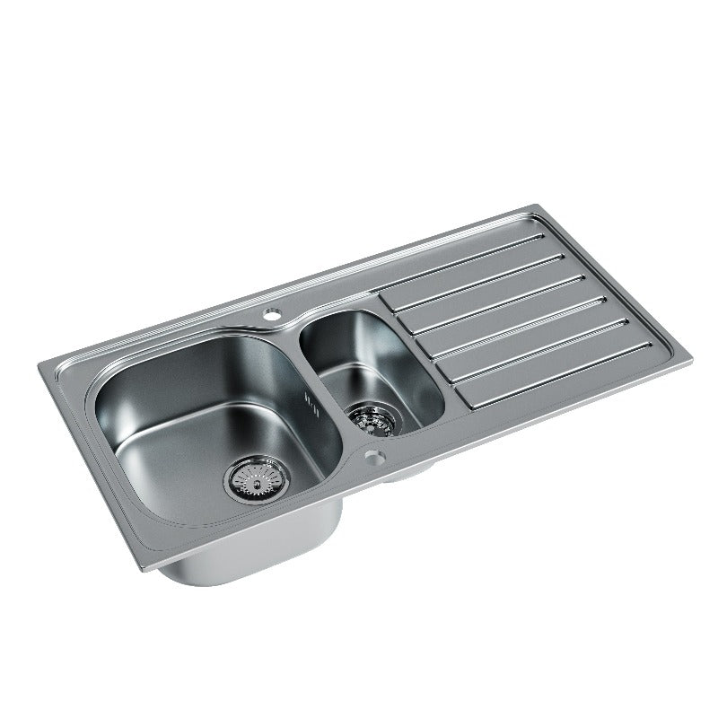 Ellsi Stainless Steel 1.5 Bowl Inset Kitchen Sink - All Finishes