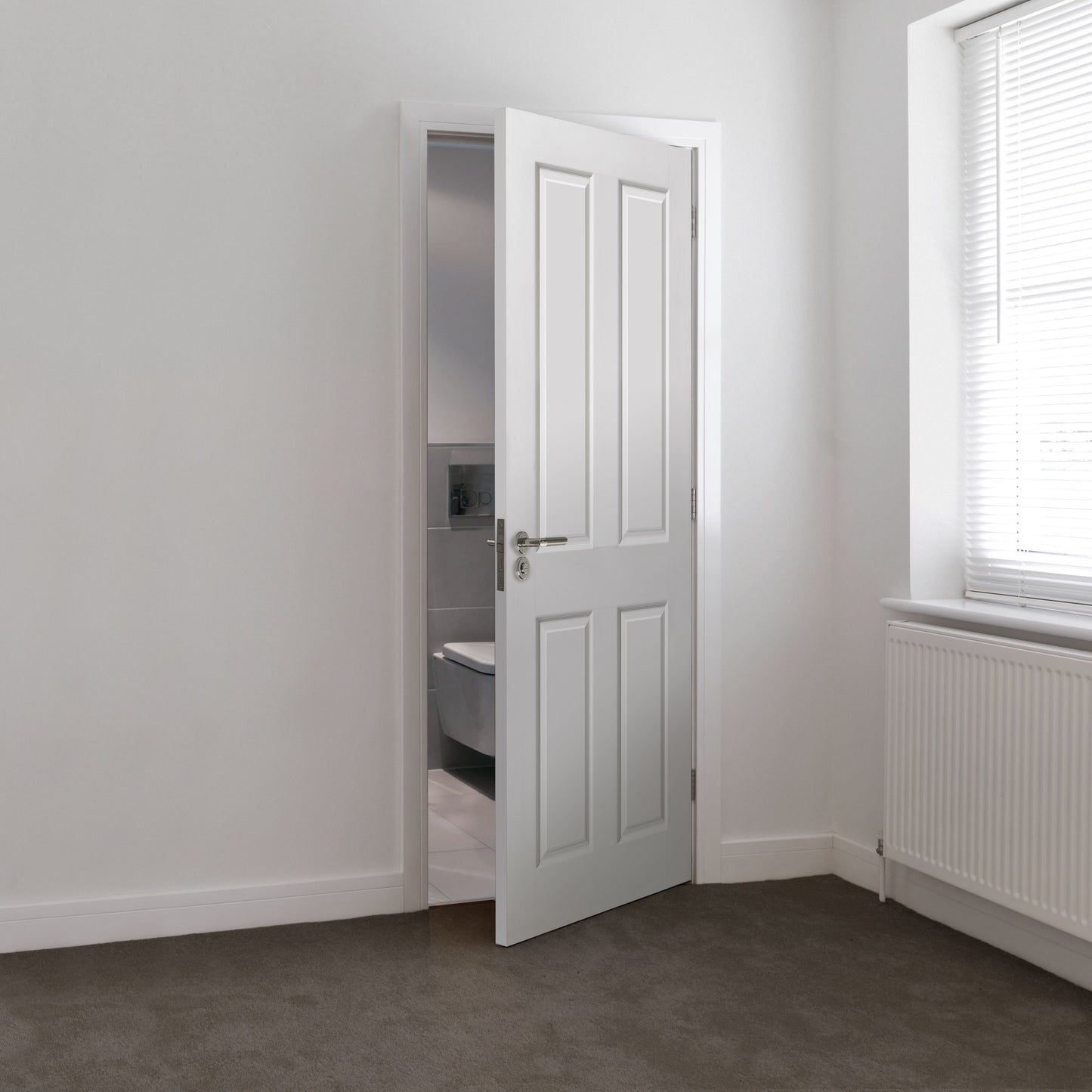 Image For JB Kind White Smooth 4 Moulded Panel Canterbury Internal Door