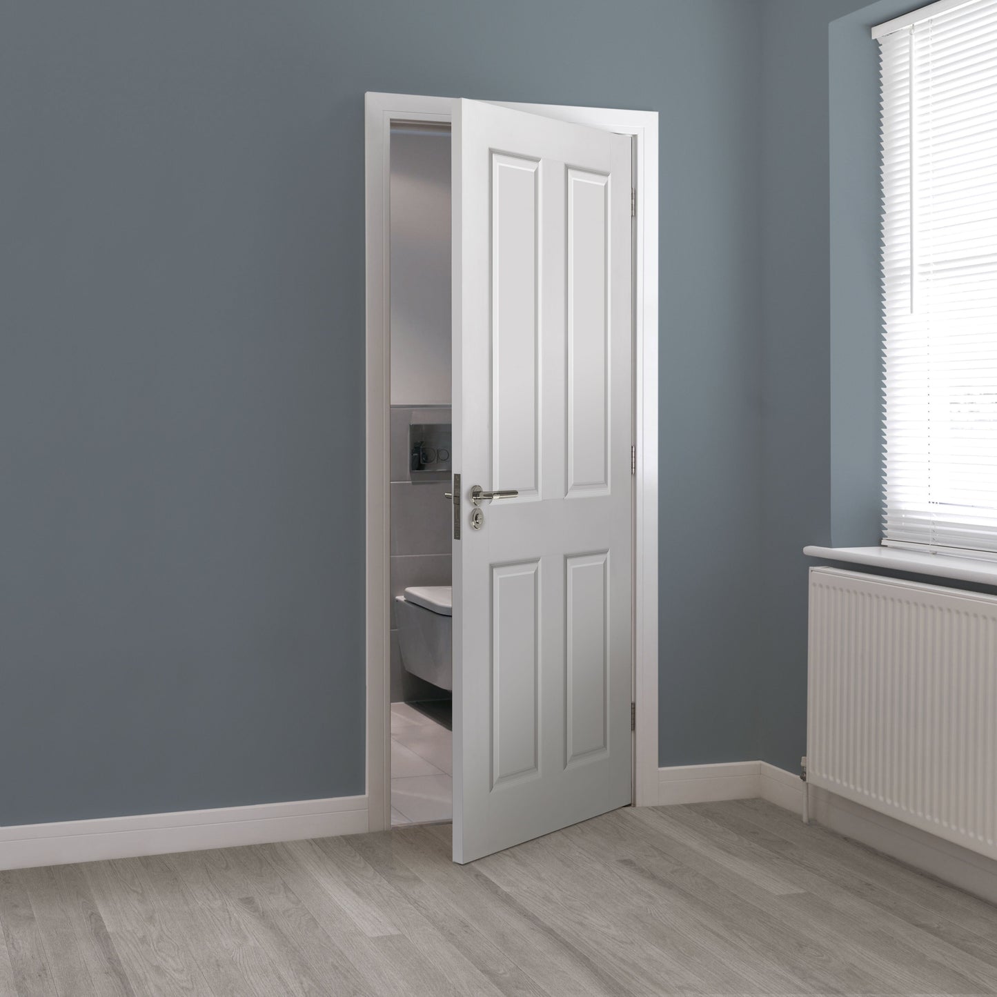 Image For JB Kind White Smooth 4 Moulded Panel Canterbury Internal Door