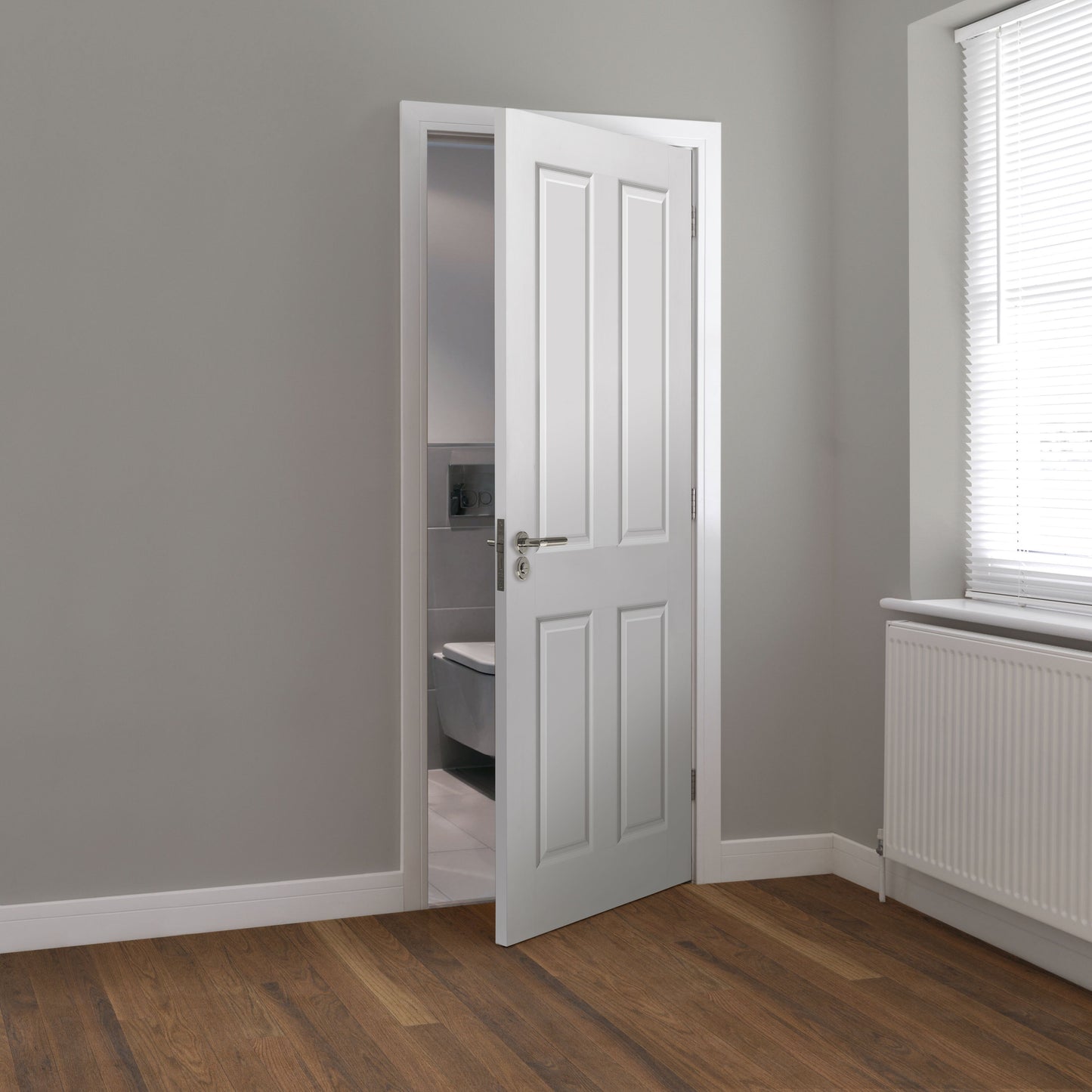 Image For JB Kind White Smooth 4 Moulded Panel Canterbury Internal Door