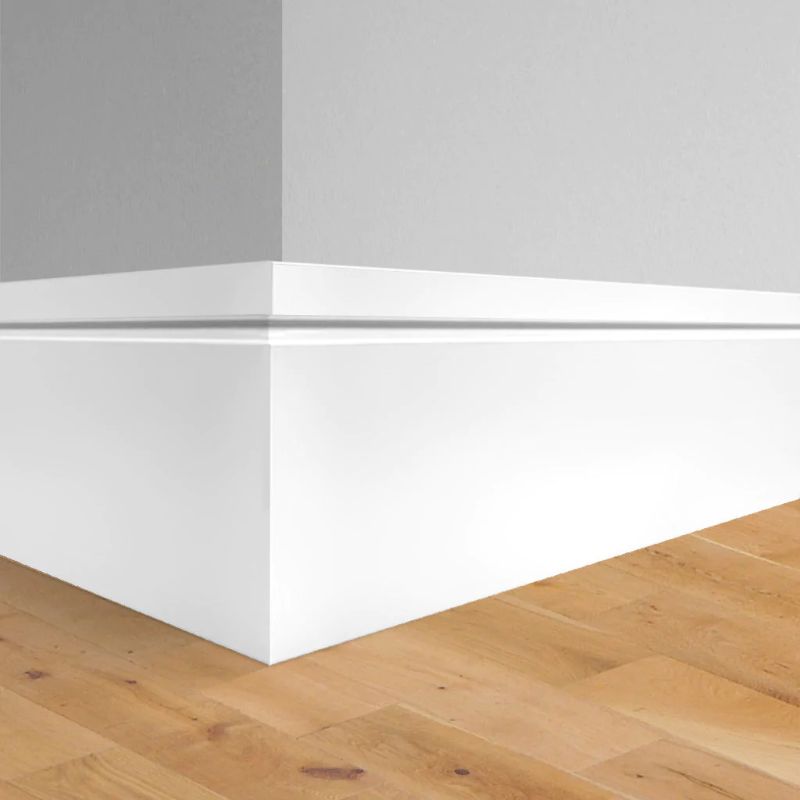 LPD White Primed Single Groove Skirting Board - 3000mm x 95mm x 18mm
