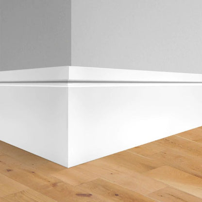 LPD White Primed Single Groove Skirting Board - 3000mm x 95mm x 18mm
